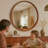Round Solid Wood Framed Wall Mirror, Decorative Bathroom Vanity Mirror-1061636500-1067851439