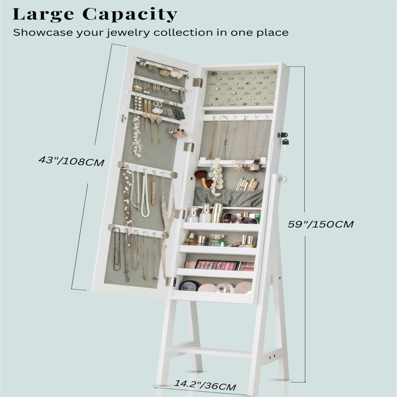 Armoire pour bijoux Pearl White Slim HD