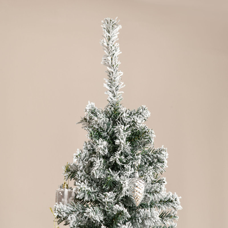 Arbre de Noël artificiel mince enneigé avec branches réalistes et 492 pointes, 7.5'