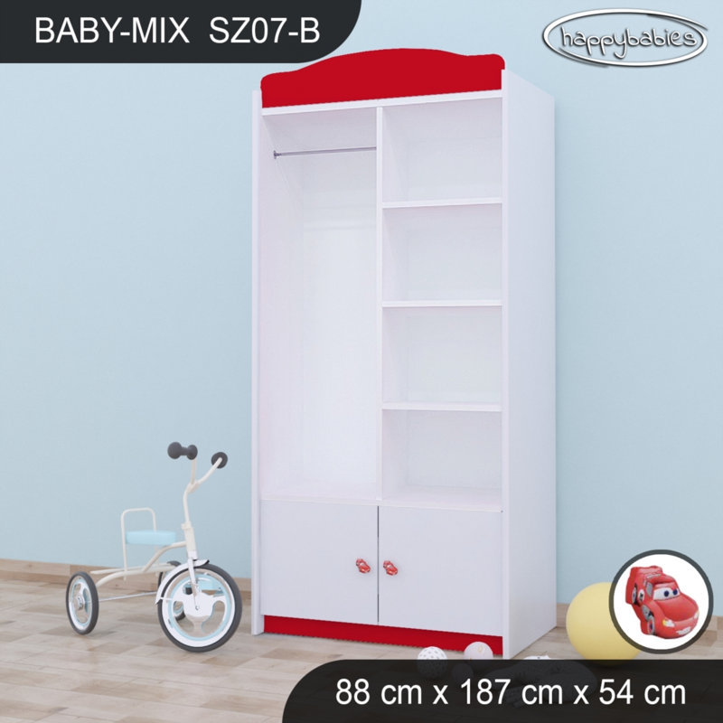 Baby 4 Door Wardrobe, Red
