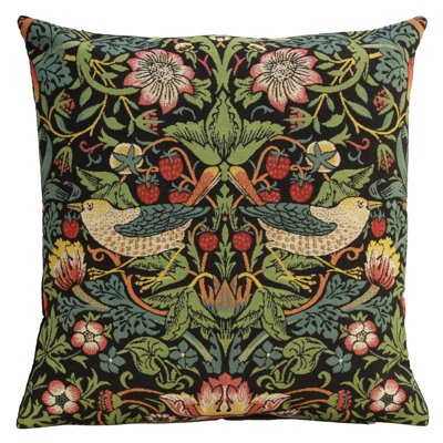 Strawberry Thief B Black by William Morris European Cushion Covers