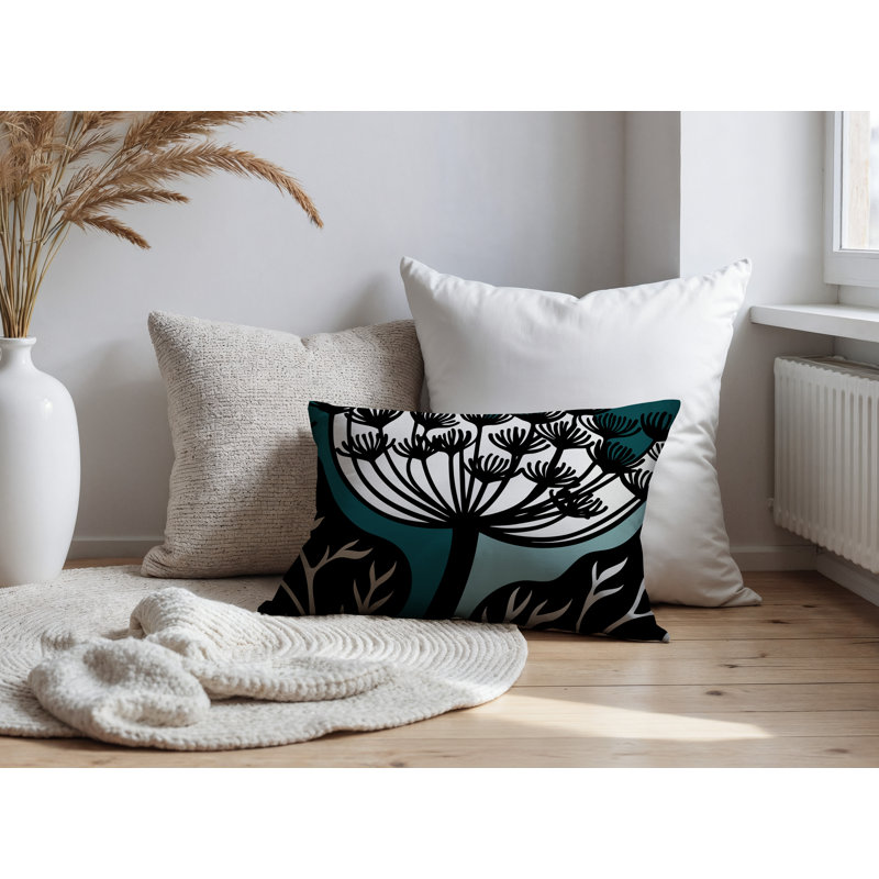 Oreiller rectangulaire réversible intérieur / extérieur Alimi, Rectangle H 18 po x l 25 po, Émeraude