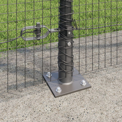  Welded Wire Fence With 7 Flanged Posts Grey 1.4X10 M Steel