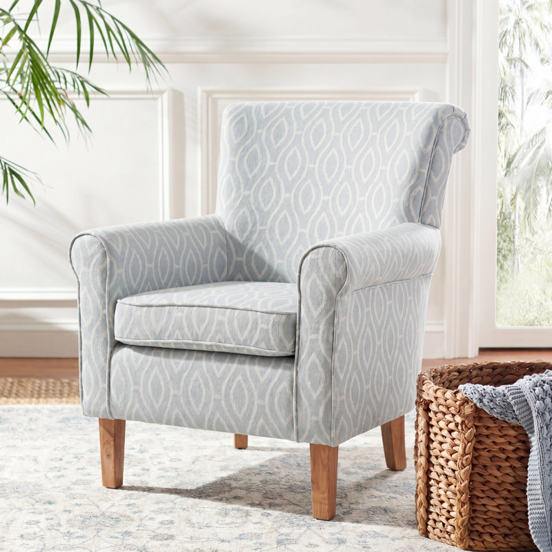 Fauteuil de 29,8 po Montgomery, Light Blue Linen Blend Ikat