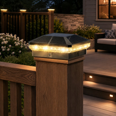 8-Pack Solar Post Caps with 40 Brighter LEDs and 3 Modes, Waterproof for 3.5x3.5 and 4x4 Wood/Vinyl Posts