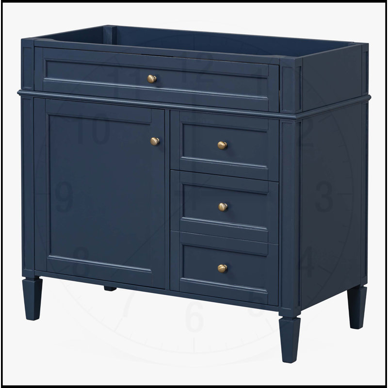 Meuble-lavabo de salle de bain sans lavabo supérieur, Bleu, H 33 po x l 35,74 po x P 17,87 po