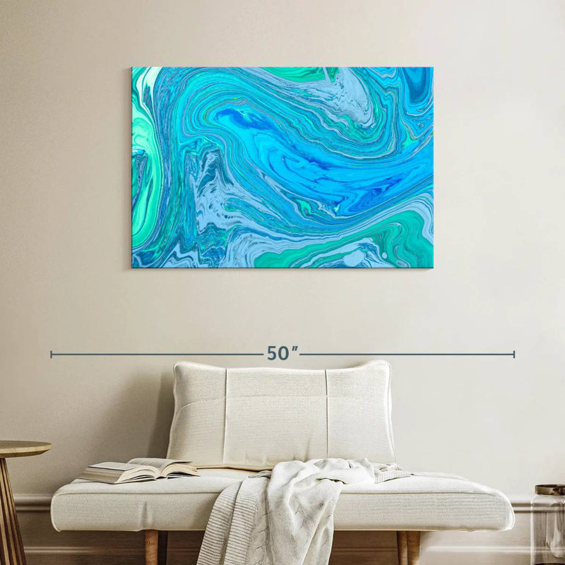 Avery Abstract Turquoise Waves, 26" H x 39" W