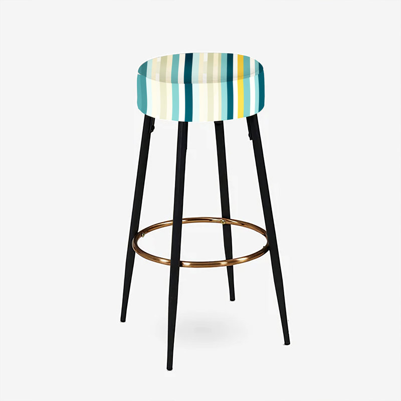 Ensemble de 2 tabourets de bar rayés vert et jaune Jungle
