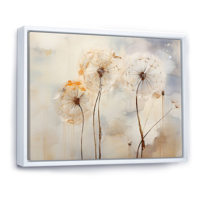 Minimalisme pissenlit - Pissenlit, reproductions encadrées, H 32 po x l 24 po x P 1 po, Cadre flottant blanc