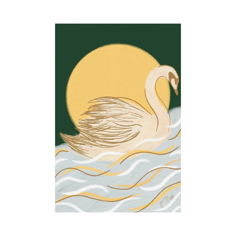Swan And The Moon 1 Piece Wall Art on Canvas, 66.04 cm H x 45.72 cm W x 3.175 cm D, Does Not Apply