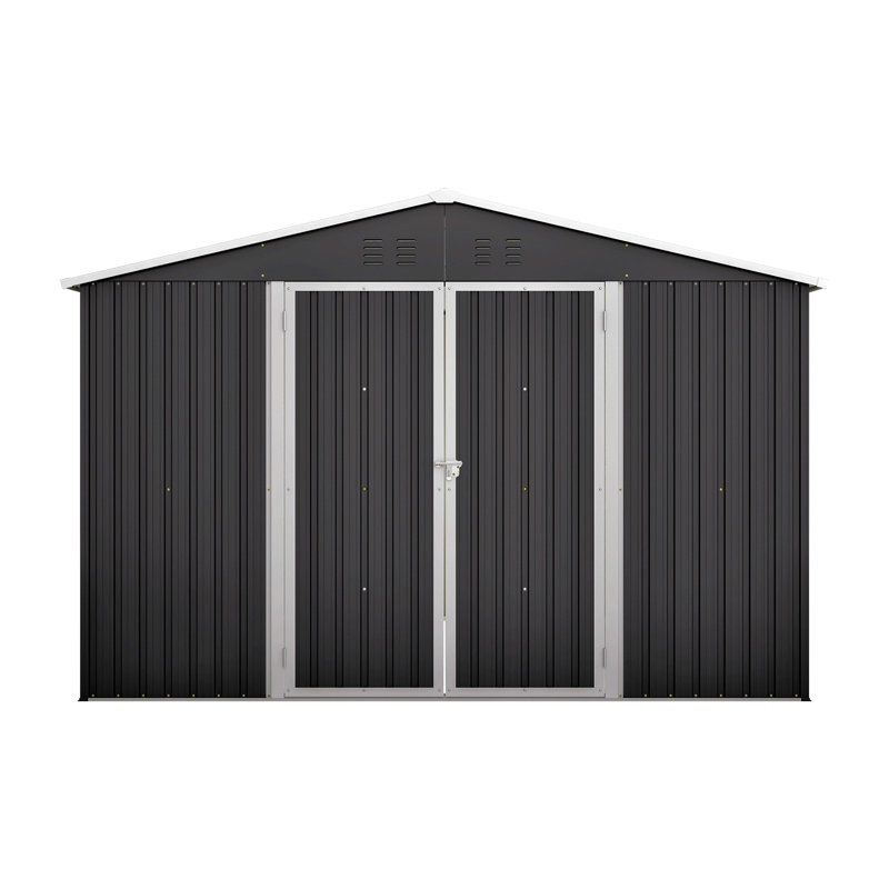 Outdoor Storage Shed 10X10 Ft, Utility Metal Tool Storage With Lockable Doors And Updated Frame Structure, Large Metal Garden Shed For Backyard, Patio Lawn, Black