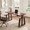 Bureau double caisson réglable moderne à double moteur 63 po