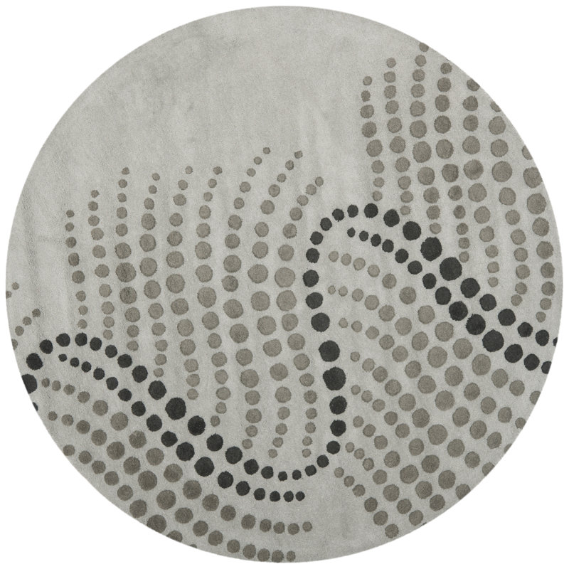 Amier Hand Tufted Wool And Viscose Abstract Rug, Round 6'