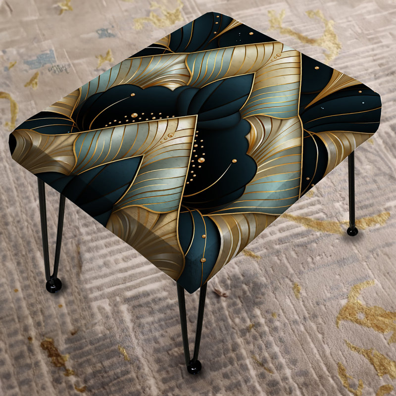 Repose-pieds rectangulaire émeraude et doré Art Deco Glamour Grandeur