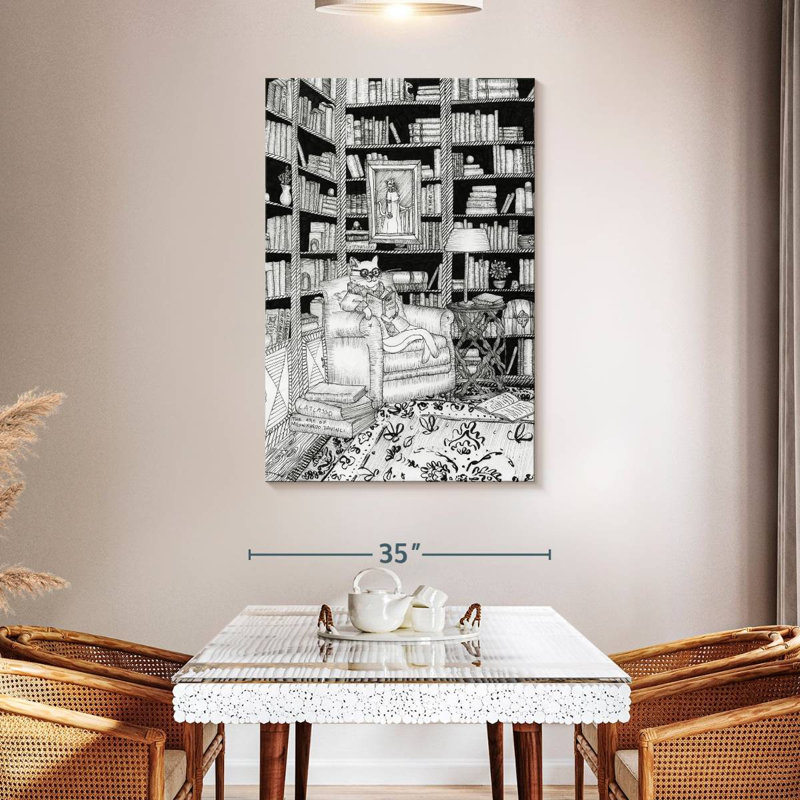 Brampt The Cat's Library, 48" H x 32" W