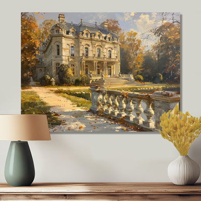 Yellow Beige Renaissance Chateau In France IV - Chateaus Wall Art Living Room