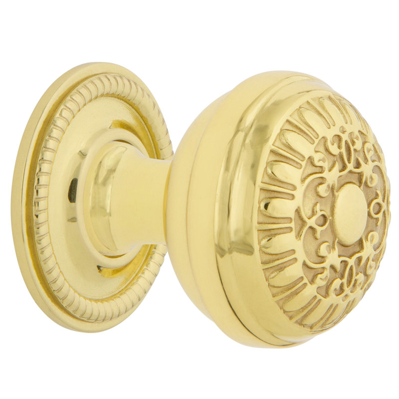 Egg and Dart 1 3/8" Diameter Round Knob, Unlacquered Brass