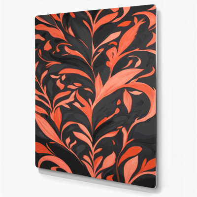 Abstrait floral 51, art mural en métal noir