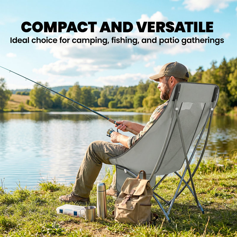 Folding Camping Chair, Light Grey