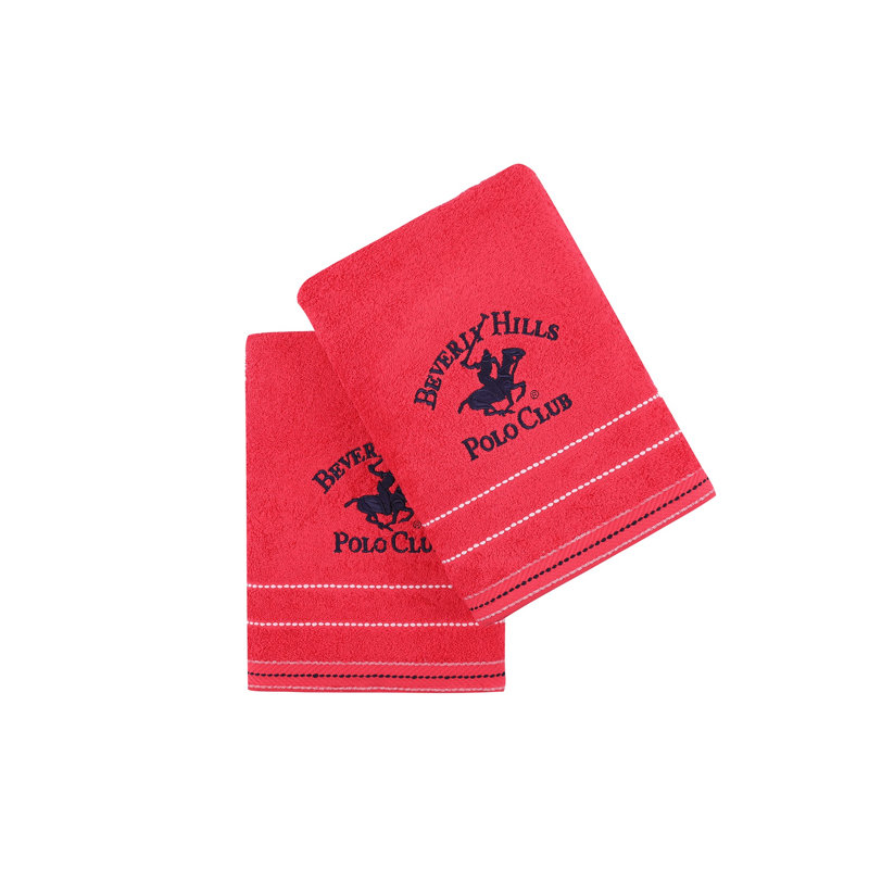 Ensemble de serviettes de bain 100% coton 2 pièces Bentlei, Rouge / noir