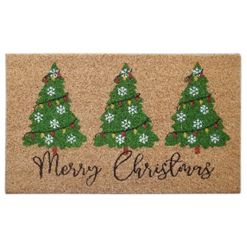 Tapis de porte en fibre de coco (Merry Christmas - Arbre)