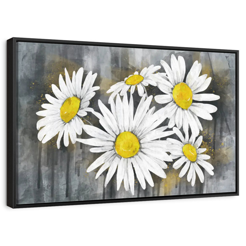 Bouquet de marguerites, Cadre flottant noir, 43 po x 29 po