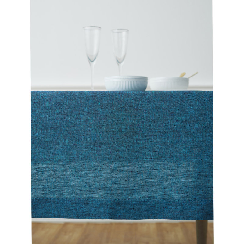 100% Pure Linen Tablecloth - Athena, 108" x 60", Chambray Teal