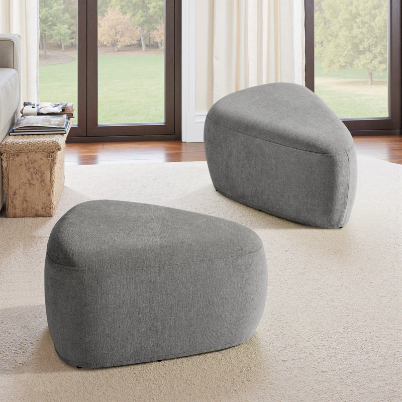 Repose-pieds carré à compression Caras sans assemblage requis (ensemble de 2), Gris