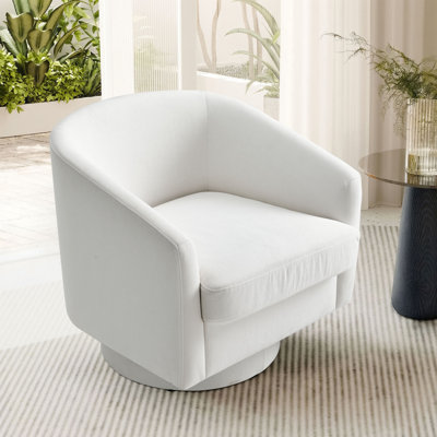 Swivel Accent Chair, Fabric Barrel Chair for Living Room,Upholstered Modern Barrel-Curved Arm, Linen