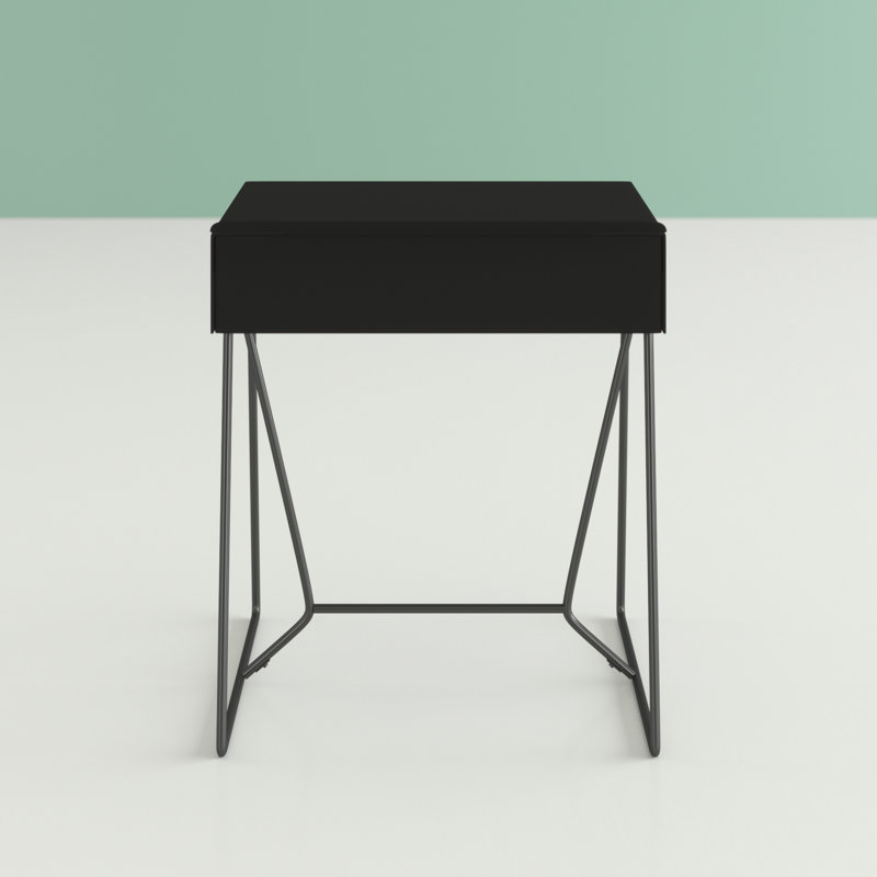 Edmonia Side Table with Storage, Black