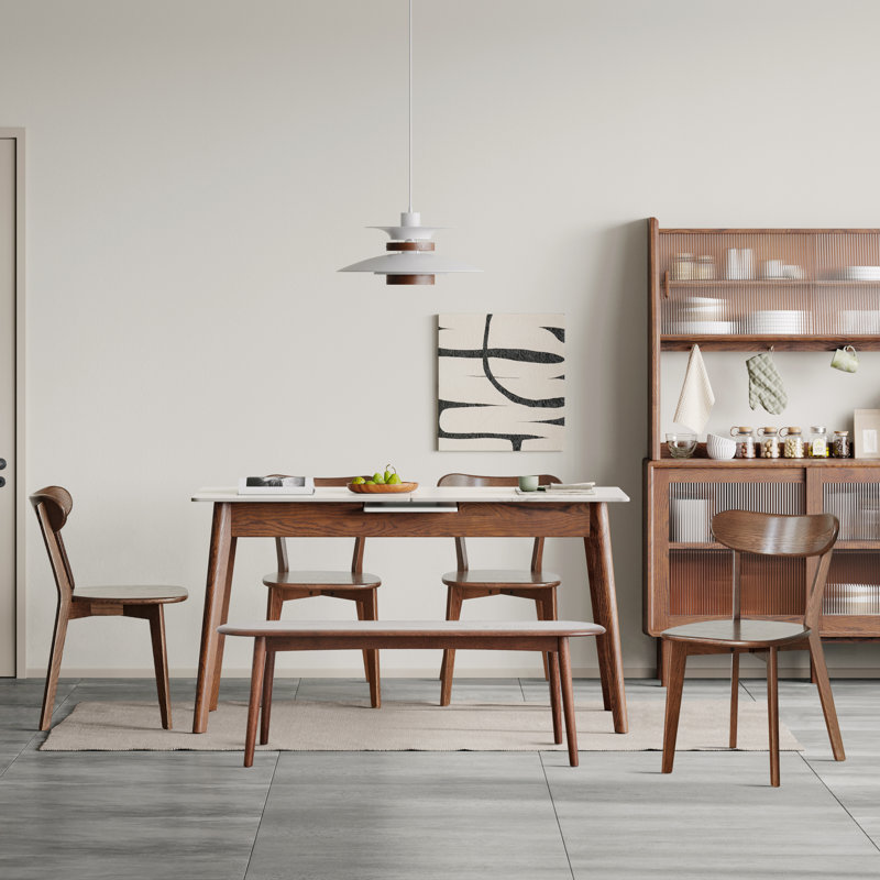 Passendale 6 - Person Marble Top Four Leg Dining Set