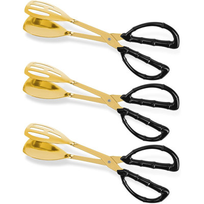 3-pack 10" Gold Buffet Tongs