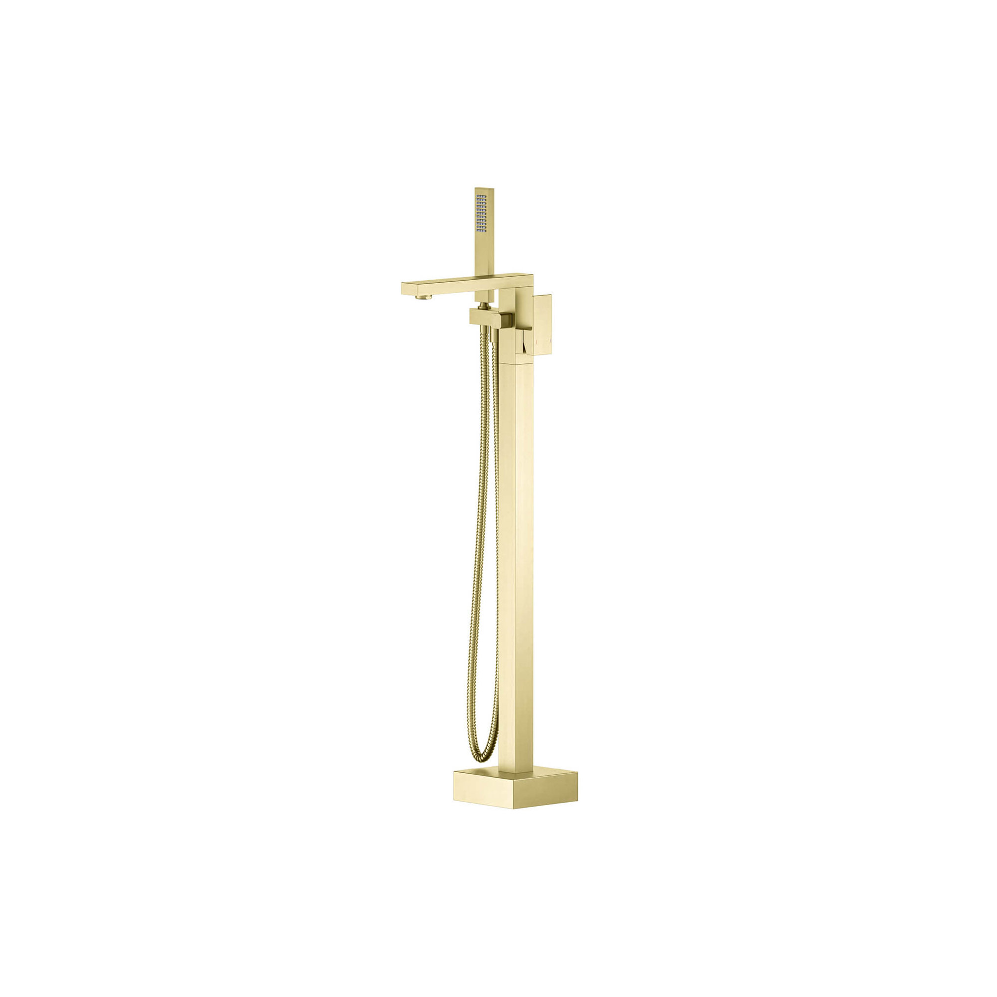 Cube Floor Tub Spout with Diverter, Brushed Gold