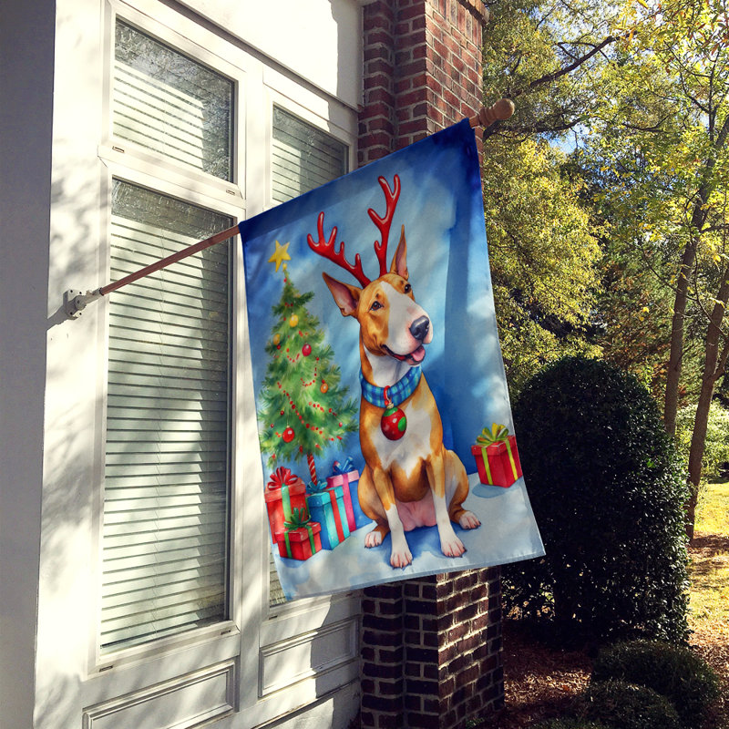 Drapeau de Noël maison de renne, Bull-terrier