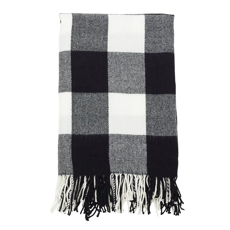 Sevan Collection Hand Woven Throw Blanket, Black, 50" x 60", Plaid