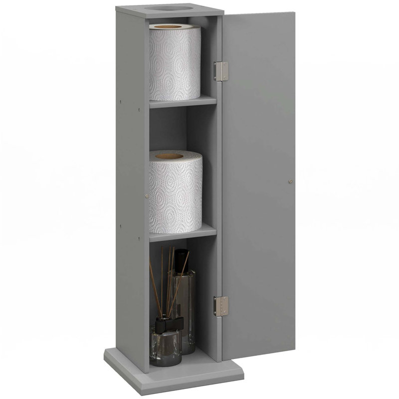 Toilet Paper Cabinet, Small Bathroom Corner Floor Cabinet, Gray
