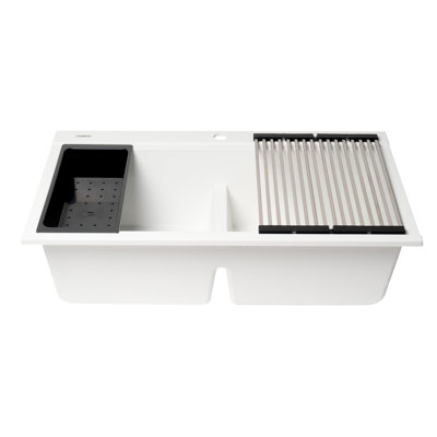 Évier de cuisine à double cuve L 34 po x l 20,1 po