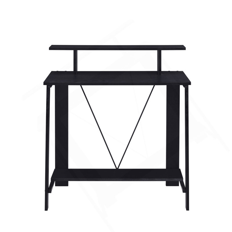 Black Writing Desk With Upper Shelf