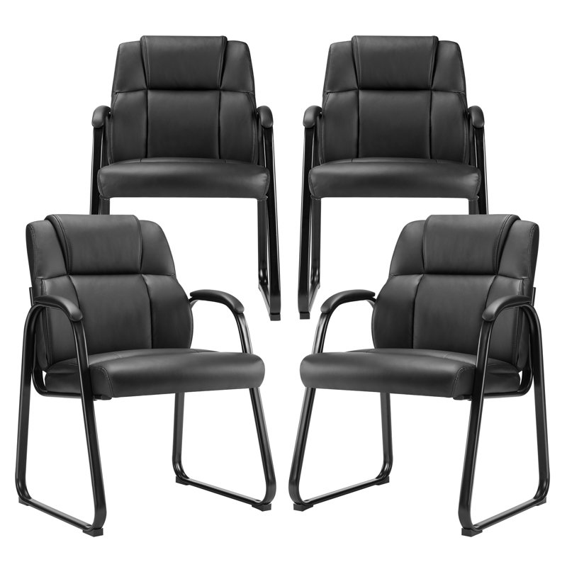 Kojiro PU Leather Conference Reception Chair Set in Bulk with Padded Armrests, Waiting Room Chairs