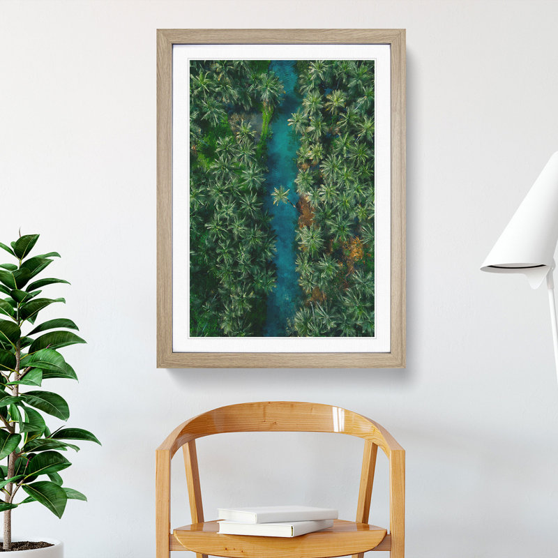 Above Dapa in the Philippines - Picture Frame Graphic Art on MDF, 48cm H x 36cm W x 2cm D, Oak Framed