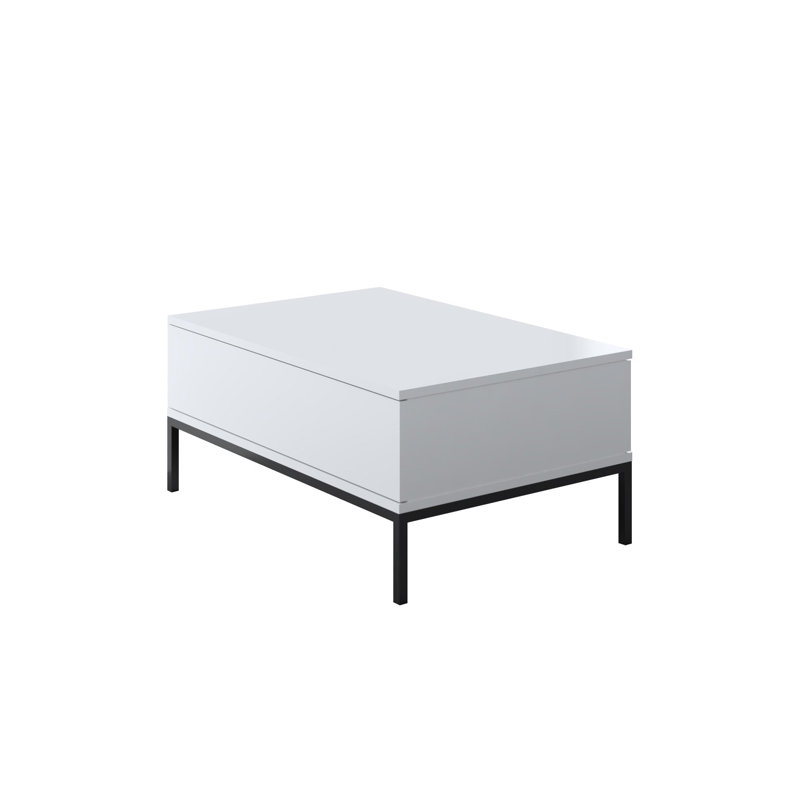 Modern Coffee Table with Metal Legs, Black & White, 35.4 x 15.7 x 23.6 inches | 100% Melamine Coated Particle Board, Thickness: 0.7 inches | Stylish Industrial Design, Perfect for Living Room & Lounge Spaces