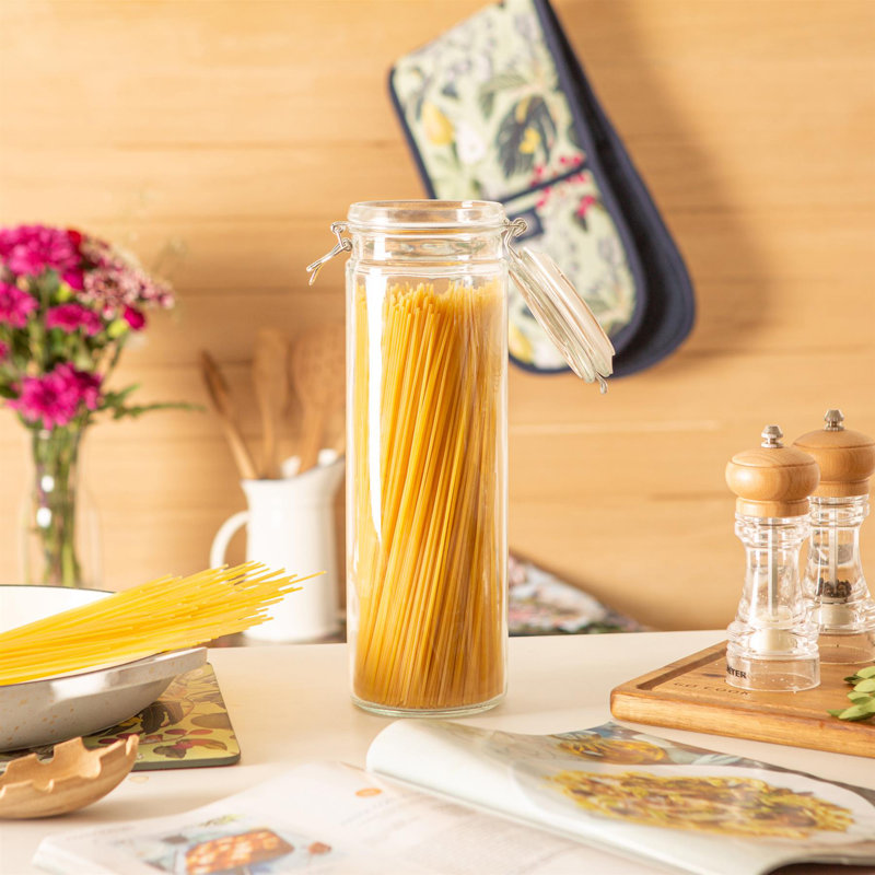 Argon Tableware - Glass Spaghetti Jars, White/Clear