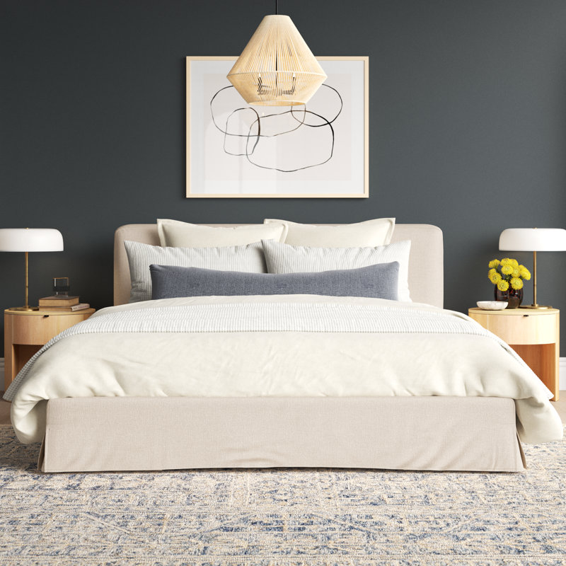 Vittorio Upholstered Platform Bed, Queen, Brussels Natural