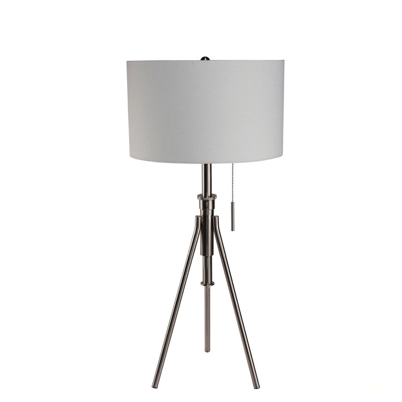 Lampe sur pied de style rétro 1Pc avec pieds en acier brossé, interrupteur à tirette unique et hauteur extensible pour un éclairage élégant