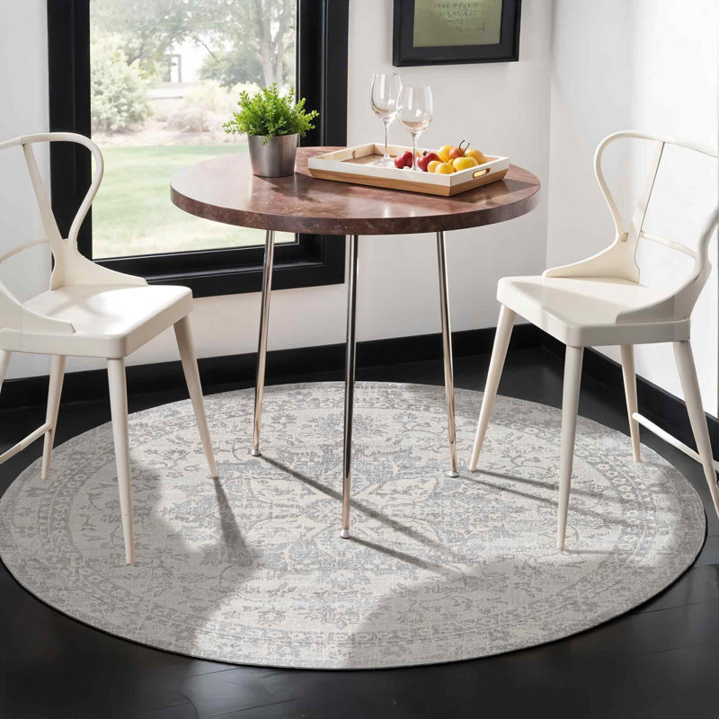 Grey/Ivory Area Rug, Round 160 cm