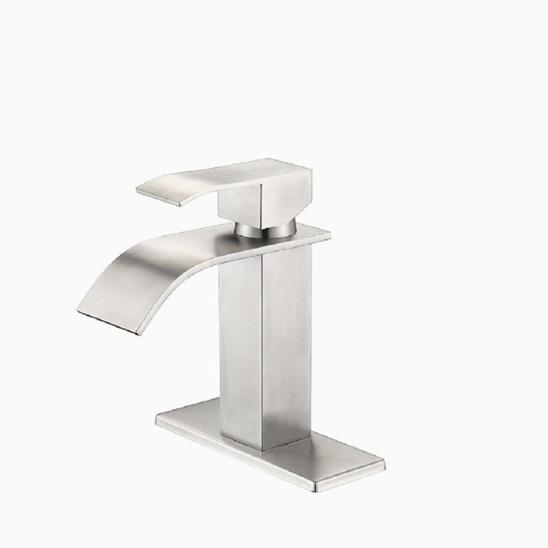 Robinet cascade à poignée simple pour meuble-lavabo, Brushed Nickel