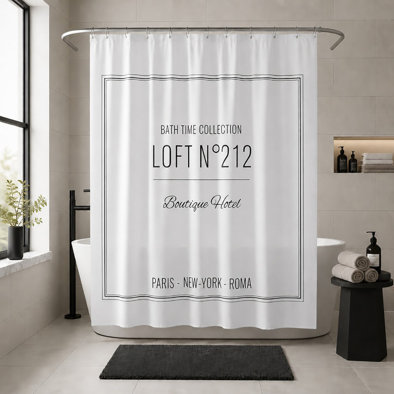 Rideau de douche Neo Retro, Blanc