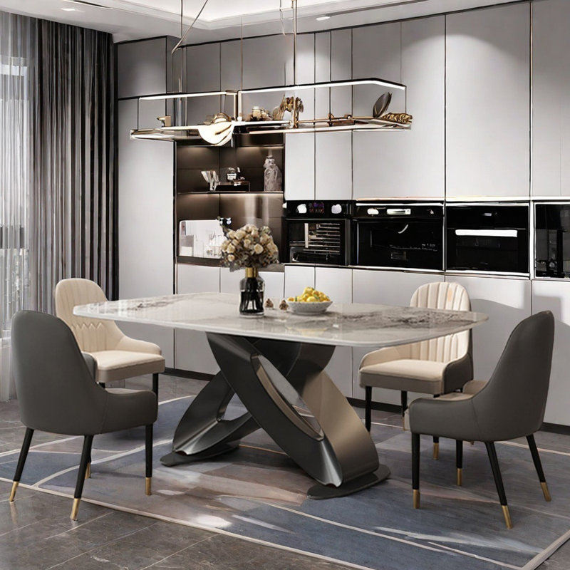 Ensemble de table à manger rectangulaire de style italien., H 29,5 po x L 63 po x l 35,4 po