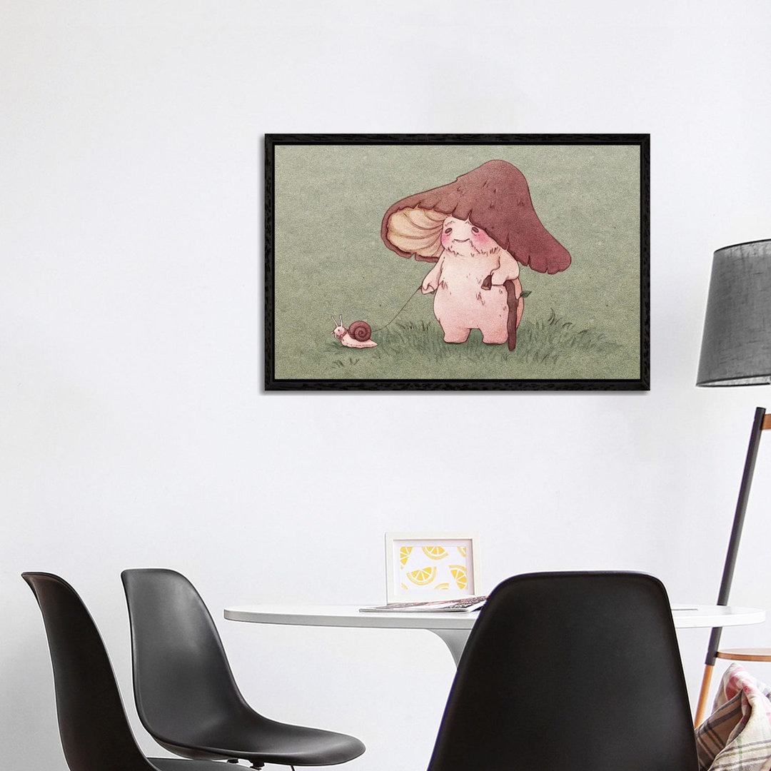 Elderly Mushroom Walking Pet Snail von Fairydrop Art - Gallery-Wrapped Canvas Giclée on Canvas