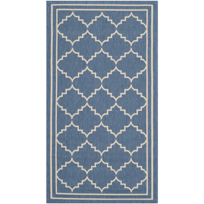 Anais Hooked Blue/Beige Indoor/Outdoor Rug, Rectangle 160 x 231 cm
